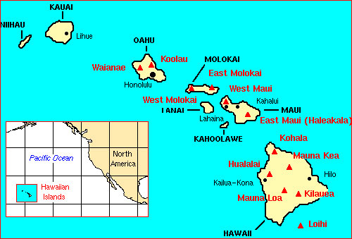 Hawaiian Islands Map. Main Hawaiian Islands (Map: