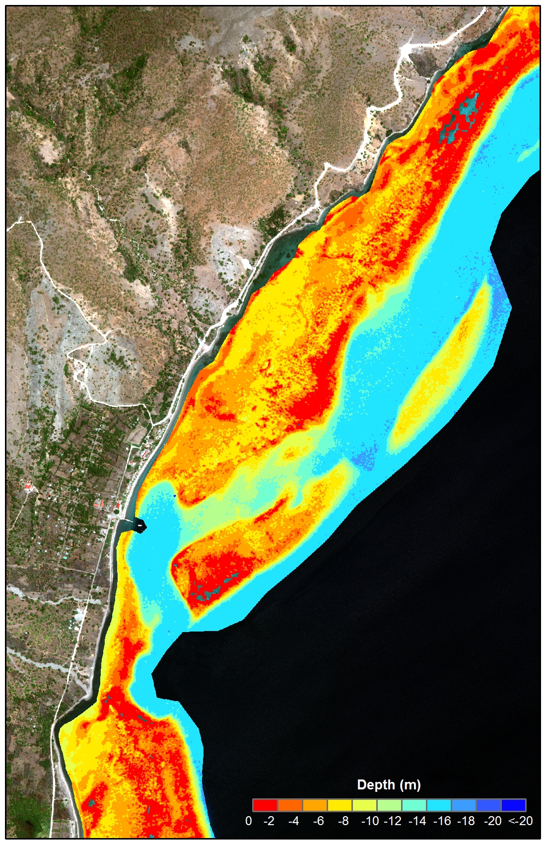 An example of the bathymetry data generated for Timor-Leste from WorldView-2 satellite imagery.